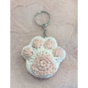 Cute Cat Paw Handmade Crochet Plush Keychain Accessory Kawaii
